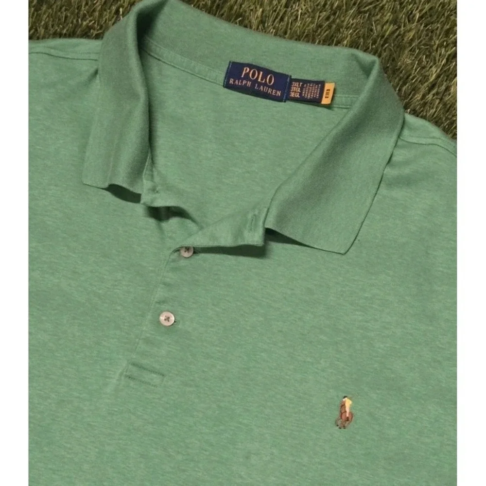 Polo Ralph Lauren Shirt Mens 3XLT Big & Tall Green Short Sleeve Flesh Pony 3XL